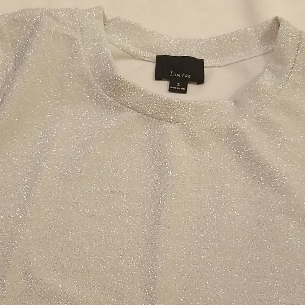 Women's Silver Sparkle Top Lumiere Small NWT - Picture 3 of 7